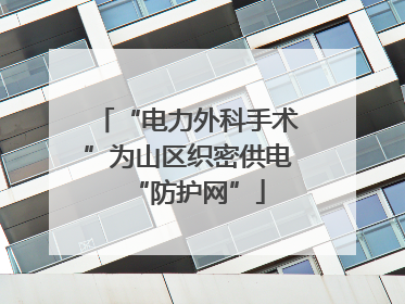 “电力外科手术”为山区织密供电“防护网”