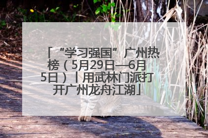 “学习强国”广州热榜（5月29日—6月5日）丨用武林门派打开广州龙舟江湖