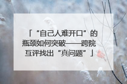 “自己人难开口”的瓶颈如何突破——跨院互评找出“真问题”