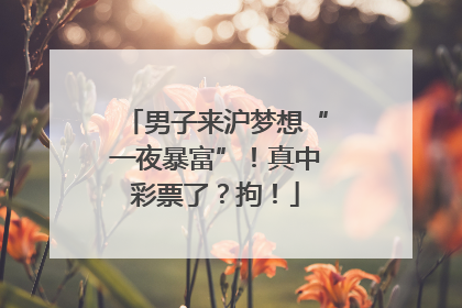 男子来沪梦想“一夜暴富”！真中彩票了？拘！