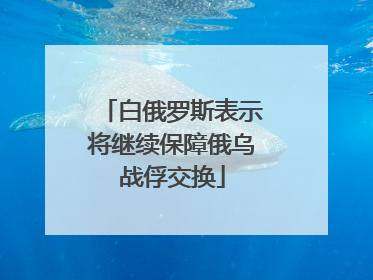 白俄罗斯表示将继续保障俄乌战俘交换