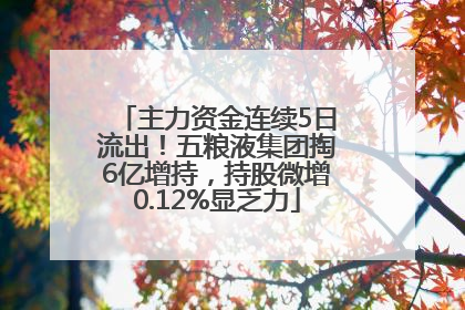 主力资金连续5日流出！五粮液集团掏6亿增持，持股微增0.12%显乏力