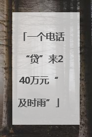 一个电话“贷”来240万元“及时雨”