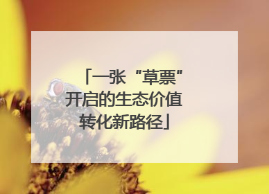 一张“草票”开启的生态价值转化新路径