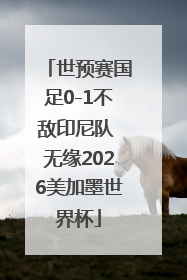 世预赛国足0-1不敌印尼队 无缘2026美加墨世界杯