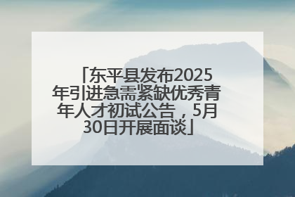 东平县发布2025年引进急需紧缺优秀青年人才初试公告，5月30日开展面谈