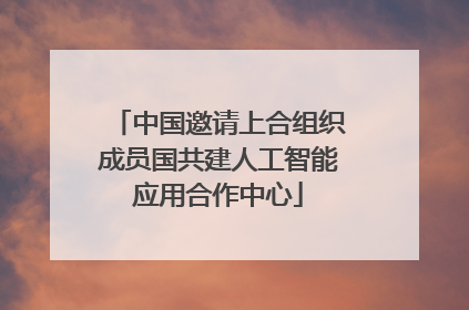 中国邀请上合组织成员国共建人工智能应用合作中心