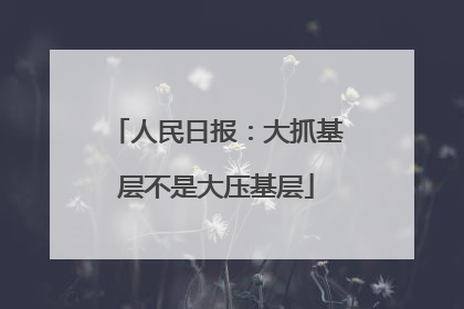 人民日报：大抓基层不是大压基层