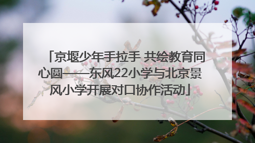 京堰少年手拉手 共绘教育同心圆——东风22小学与北京景风小学开展对口协作活动