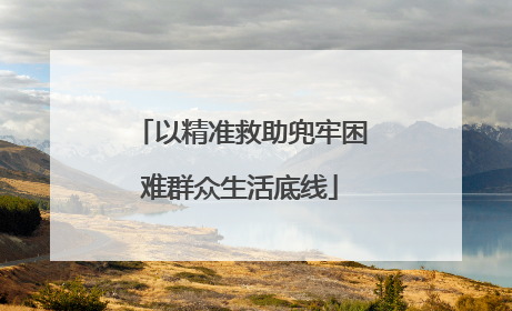 以精准救助兜牢困难群众生活底线