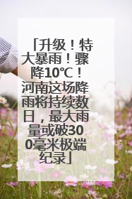 升级！特大暴雨！骤降10℃！河南这场降雨将持续数日，最大雨量或破300毫米极端纪录