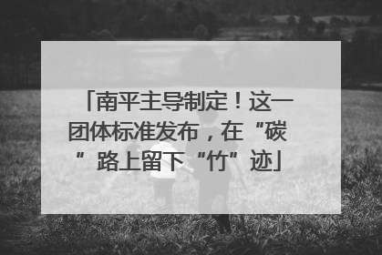 南平主导制定！这一团体标准发布，在“碳”路上留下“竹”迹