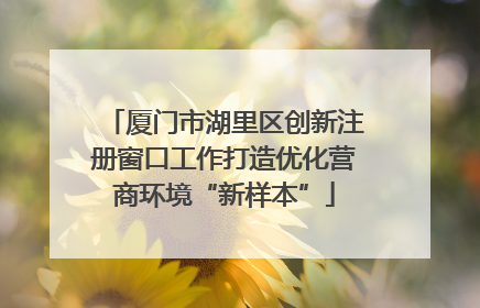 厦门市湖里区创新注册窗口工作打造优化营商环境“新样本”