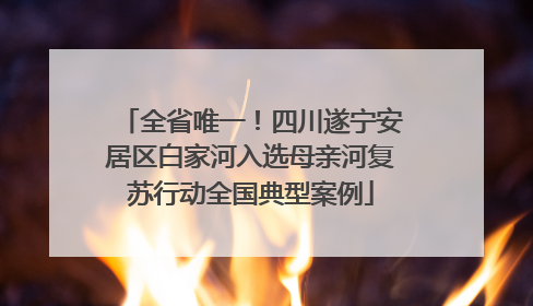 全省唯一！四川遂宁安居区白家河入选母亲河复苏行动全国典型案例