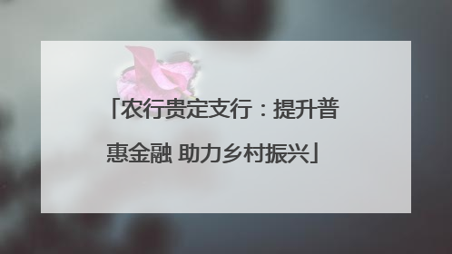 农行贵定支行：提升普惠金融 助力乡村振兴