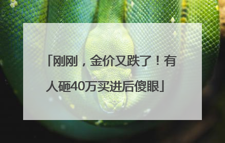 刚刚，金价又跌了！有人砸40万买进后傻眼