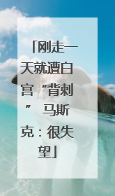刚走一天就遭白宫“背刺” 马斯克：很失望
