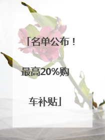 名单公布！最高20%购车补贴