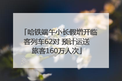 哈铁端午小长假增开临客列车62对 预计运送旅客160万人次