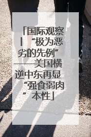 国际观察丨“极为恶劣的先例”——美国横逆中东再显“强食弱肉”本性