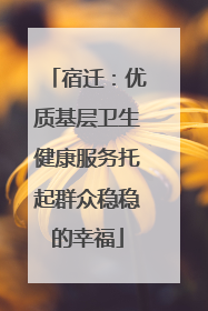 宿迁：优质基层卫生健康服务托起群众稳稳的幸福