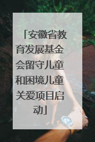 安徽省教育发展基金会留守儿童和困境儿童关爱项目启动
