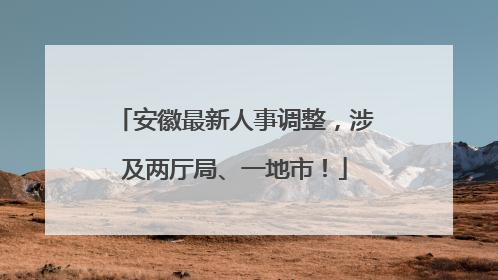 安徽最新人事调整，涉及两厅局、一地市！