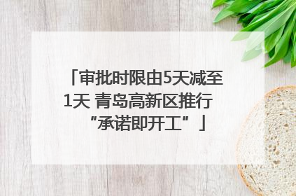审批时限由5天减至1天 青岛高新区推行“承诺即开工”