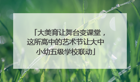 大美育让舞台变课堂，这所高中的艺术节让大中小幼五级学校联动