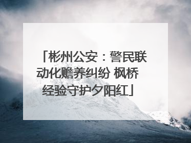 彬州公安：警民联动化赡养纠纷 枫桥经验守护夕阳红