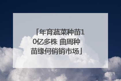 年育蔬菜种苗10亿多株 曲周种苗缘何俏销市场