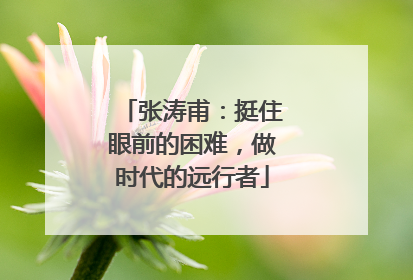 张涛甫：挺住眼前的困难，做时代的远行者