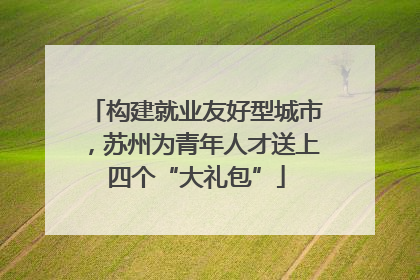 构建就业友好型城市，苏州为青年人才送上四个“大礼包”