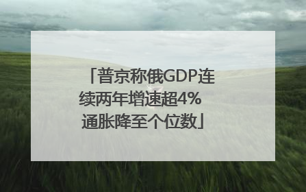 普京称俄GDP连续两年增速超4% 通胀降至个位数