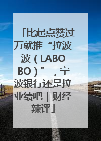 比起点赞过万就推“拉波波（LABOBO）”，宁波银行还是拉业绩吧｜财经辣评