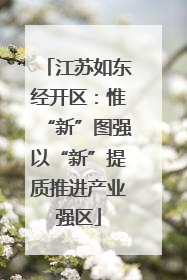 江苏如东经开区：惟“新”图强以“新”提质推进产业强区