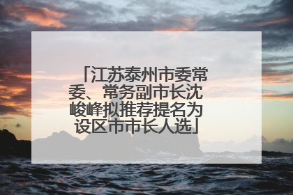 江苏泰州市委常委、常务副市长沈峻峰拟推荐提名为设区市市长人选