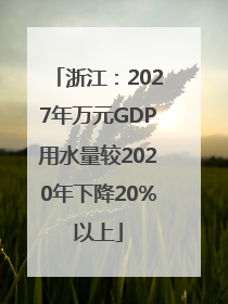 浙江：2027年万元GDP用水量较2020年下降20%以上