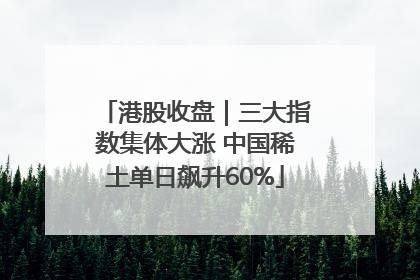 港股收盘｜三大指数集体大涨 中国稀土单日飙升60%