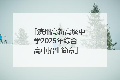 滨州高新高级中学2025年综合高中招生简章