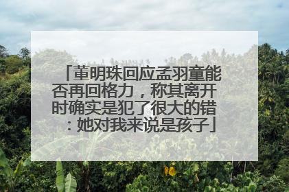董明珠回应孟羽童能否再回格力，称其离开时确实是犯了很大的错：她对我来说是孩子