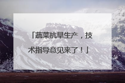 蔬菜抗旱生产，技术指导意见来了！