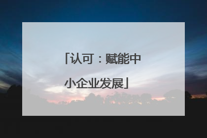 认可：赋能中小企业发展