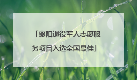 襄阳退役军人志愿服务项目入选全国最佳
