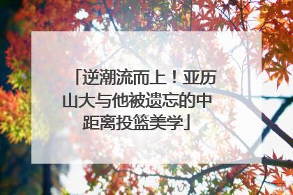 逆潮流而上！亚历山大与他被遗忘的中距离投篮美学