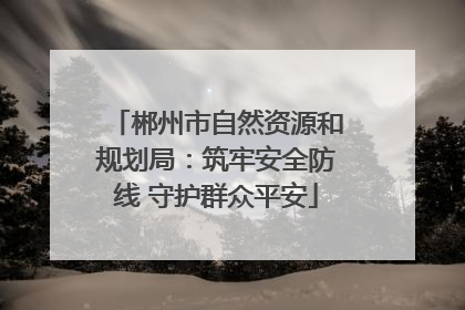 郴州市自然资源和规划局：筑牢安全防线 守护群众平安