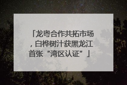 龙粤合作共拓市场，白桦树汁获黑龙江首张“湾区认证”