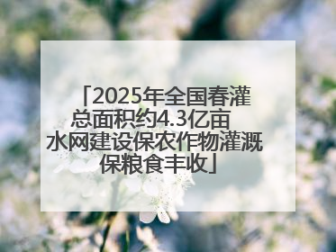 2025年全国春灌总面积约4.3亿亩 水网建设保农作物灌溉 保粮食丰收
